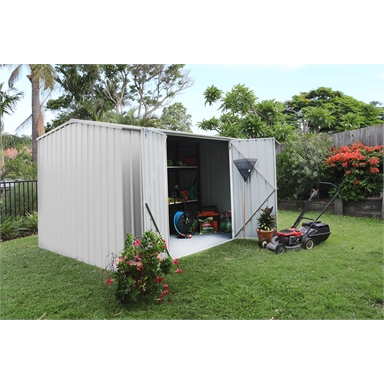 Absco Sheds 3.0 x 3.0 x 2.06m Premier Double Door Garden Shed - Woodland Grey
