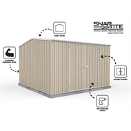 Absco Sheds 3.0 x 3.0 x 2.06m Premier Double Door Garden Shed - Woodland Grey